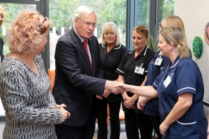 HRH Duke of Gloucester meets staff. The Duke was in Oxford to open the new Fairfield Residential Home in Banbury Road, Oxford Picture: Ric Mellis 11/10/2018