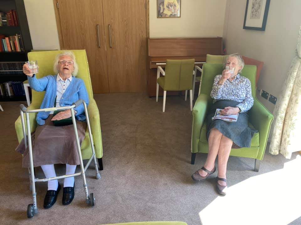 Residents enjoying a G&T during Coronavirus lockdown at Fairfield